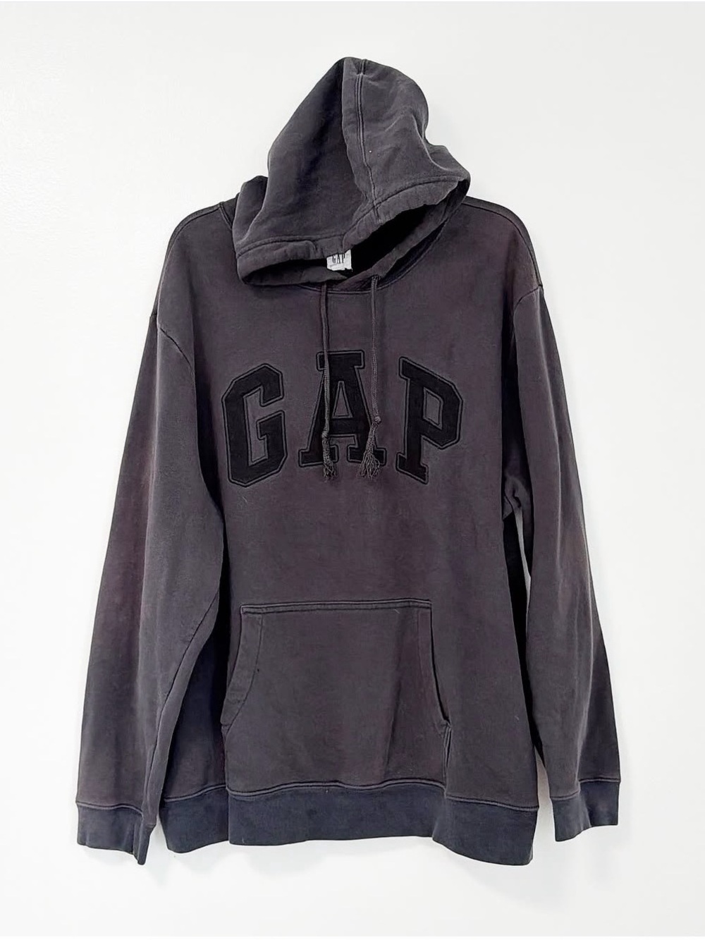 GAP Black Washed Pullover Hoodie with Embroidered Logo